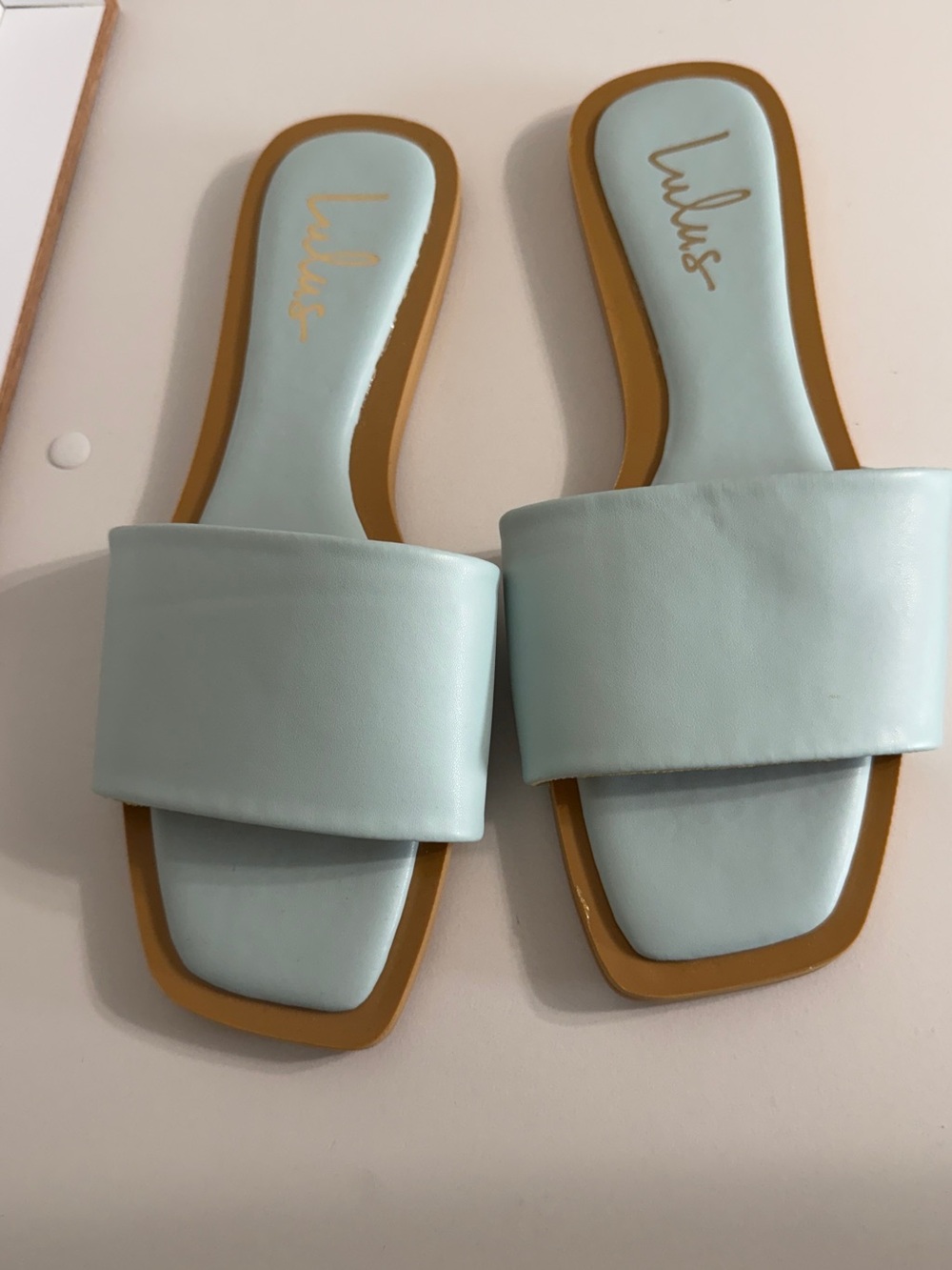Lulu's Pastel Blue Slide Sandals